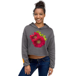 Purple Sky Red Floral Print Crop Hoodie