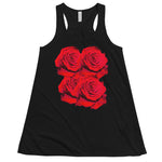 Purple Sky Red Floral Print Women's Flowy Racerback Tank