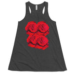 Purple Sky Red Floral Print Women's Flowy Racerback Tank