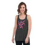 Purple Sky Patriotic Print Women's Flowy Racerback Tank