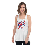 Purple Sky Patriotic Print Women's Flowy Racerback Tank