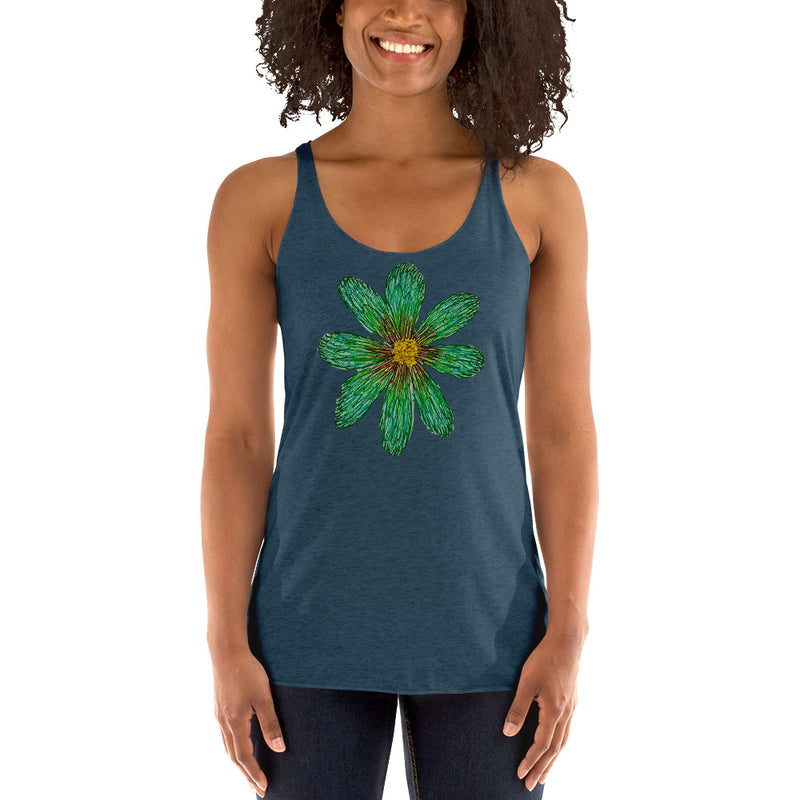 Purple Sky Green Flower Women's Racerback Tank