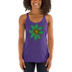 Purple Sky Green Flower Women's Racerback Tank