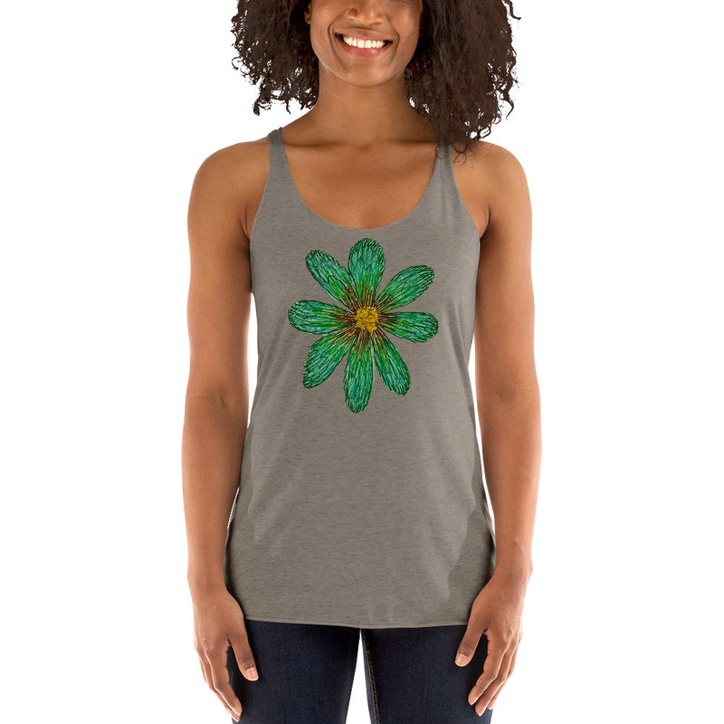 Purple Sky Green Flower Women's Racerback Tank